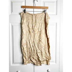 DONNI. Gold Silky Drawstring Cinch Midi Skirt Women's Size XXS/XS